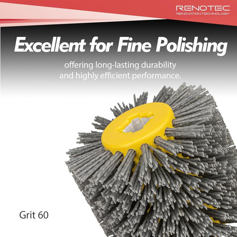 RENOTEC Nylon Bristle Drum, #60, Scale and Rust Stripping, 4.33" x 4", 110x100mm, for Burnishing Polishing Machine - Image 4